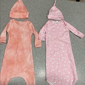 Newborn baby gown with cap (set of 2)